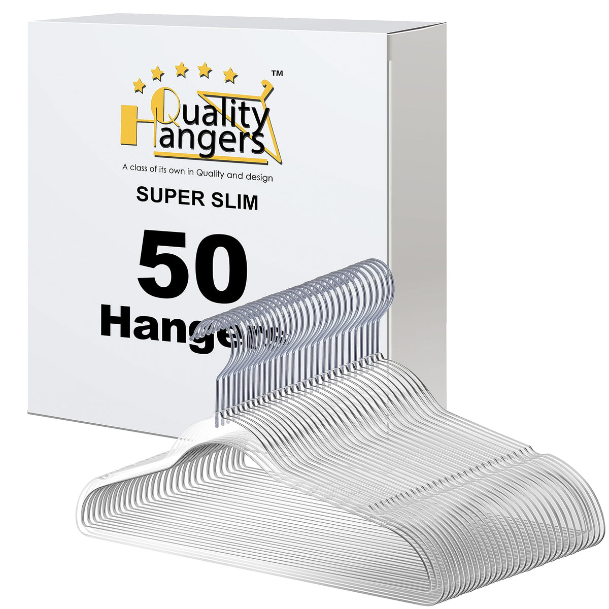 Quality Hangers Clear Plastic Hangers for Clothes | 50 Pack - 16.5 Inch | Heavy Duty Hangers Space Saving Crystal Clear Acrylic Hangers - image 1