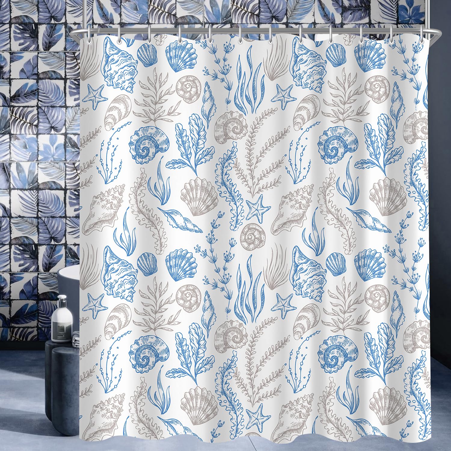 Lerores Shell Shower Curtain – 180x200cm Anti-Mould Waterproof Polyester