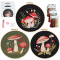 Jolof Store Mushroom Embroidery Kit - 3 Sets DIY Needlecraft for Beginners