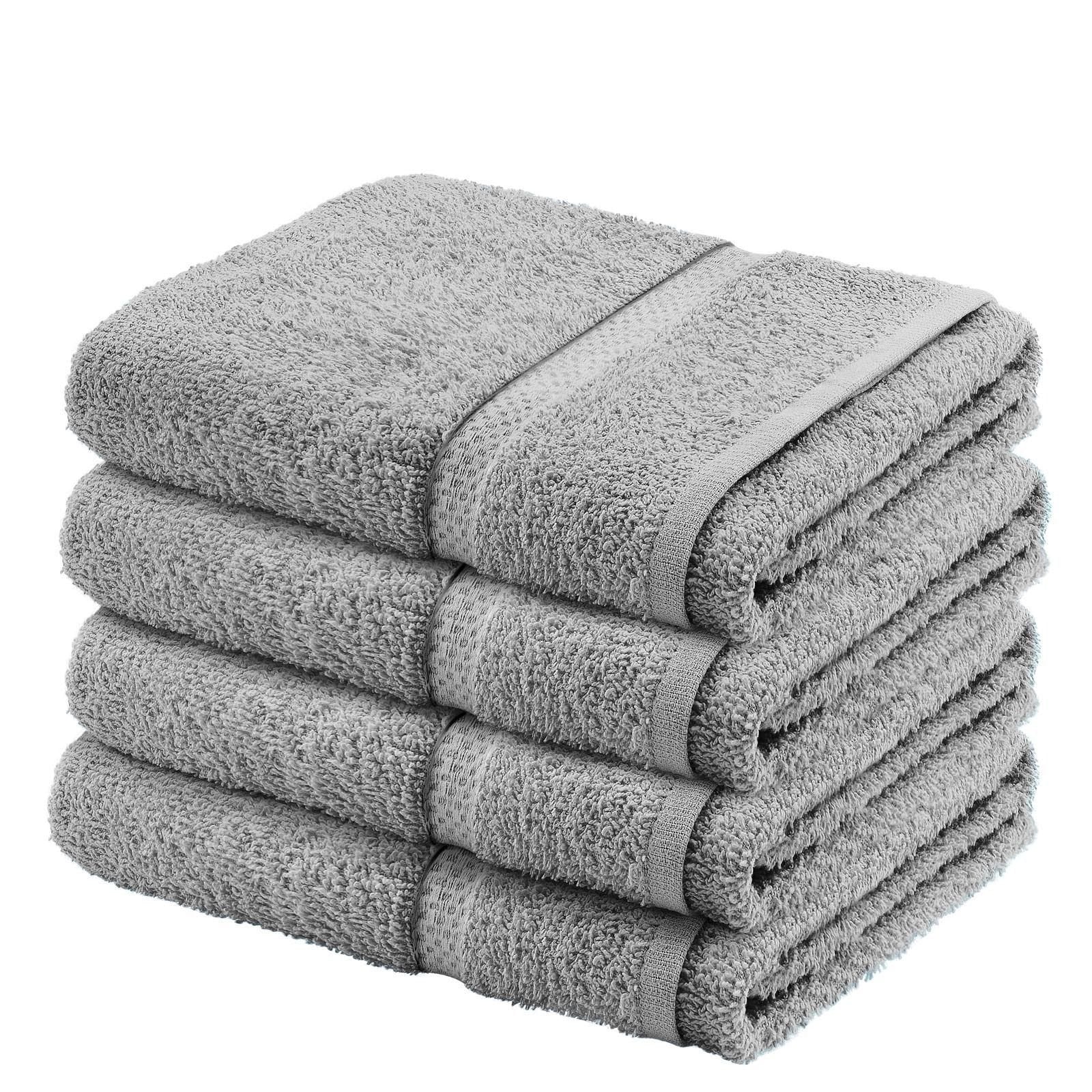 Sasma Home Premium Cotton Hand Towel Set | 4 Pack 50x90cm Grey Towels