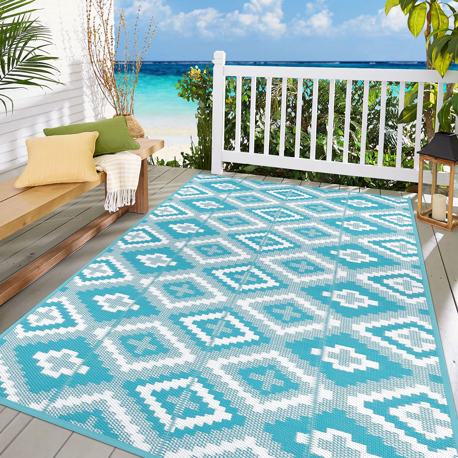 Enyhom Outdoor Rug | 150x240cm Reversible Plastic Straw Picnic Mat