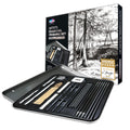 Zieler Artists Charcoal Drawing Set - 24-Piece Sketching Kit in Gift Tin