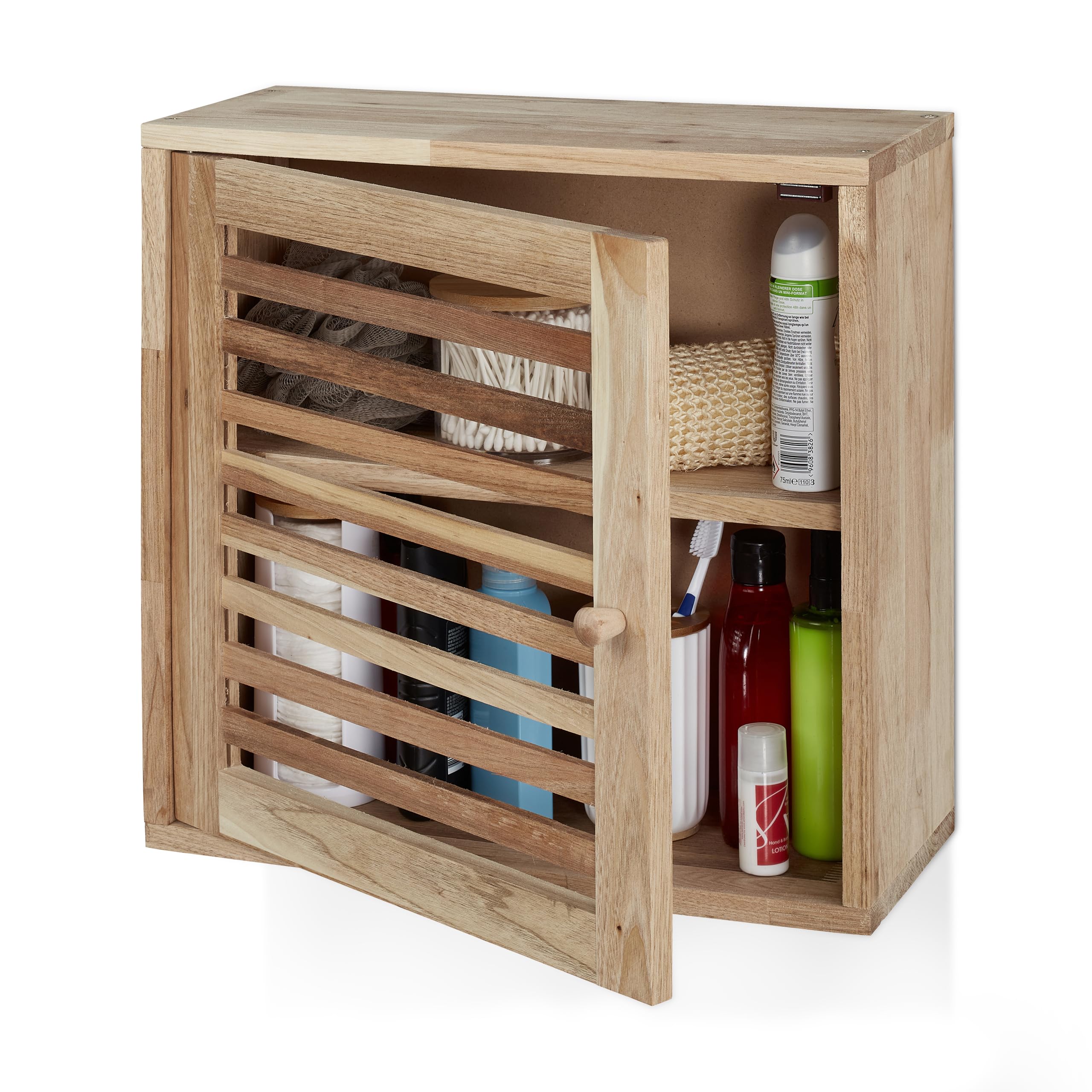 Relaxdays Walnut Wall Cabinet – Narrow 2-Level Wooden Bathroom Storage