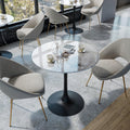 FATIVO Round Sintered Stone Dining Table – 76cm White Marble Top