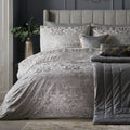 Laurence Llewelyn-Bowen Silver Velvet Damask Duvet Cover Set - Super King