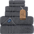 Hammam Linen 6-Piece Grey Bath Towels Set | 100% Turkish Cotton