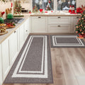 COSY HOMEER Kitchen Rug Set of 2 – Non-Slip Washable Mats, Brown