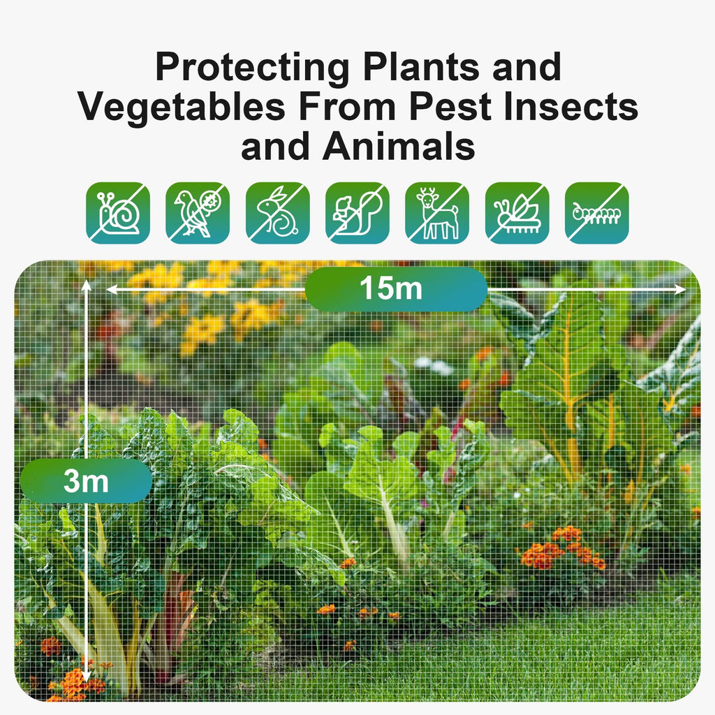 Jolof Store Garden Insect Netting – 3x15m Fine Mesh Vegetable Protection