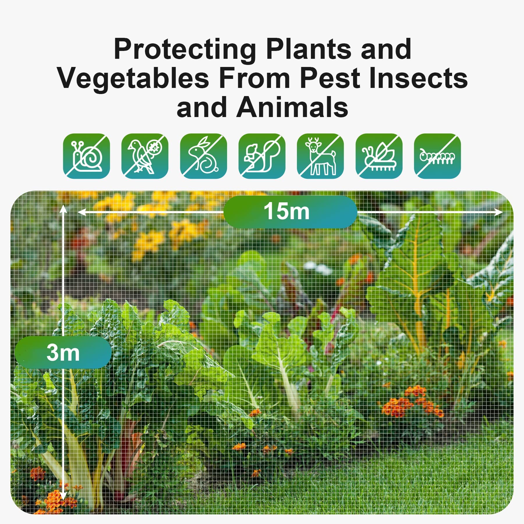 Jolof Store Garden Insect Netting – 3x15m Fine Mesh Vegetable Protection