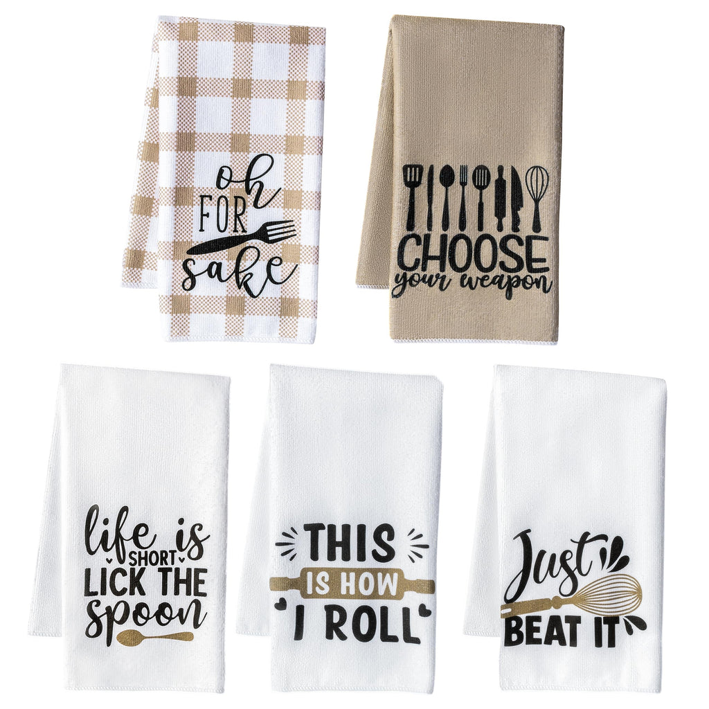 R HORSE 5Pcs Funny Kitchen Dish Towel Set Absorbent Quick Dry Cloth - image 1