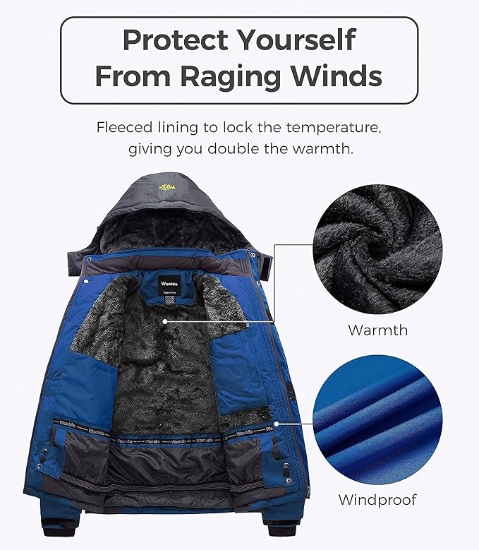 Wantdo Men's Ski Jacket | Waterproof Windproof Winter Snowboard Coat