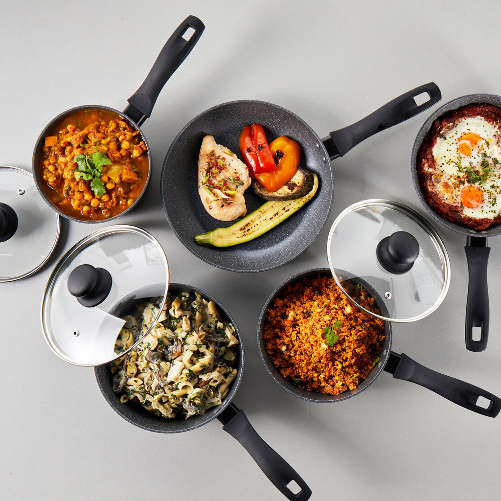 Russell Hobbs Metallic Marble 5 Piece Non-Stick Cookware Set | Induction