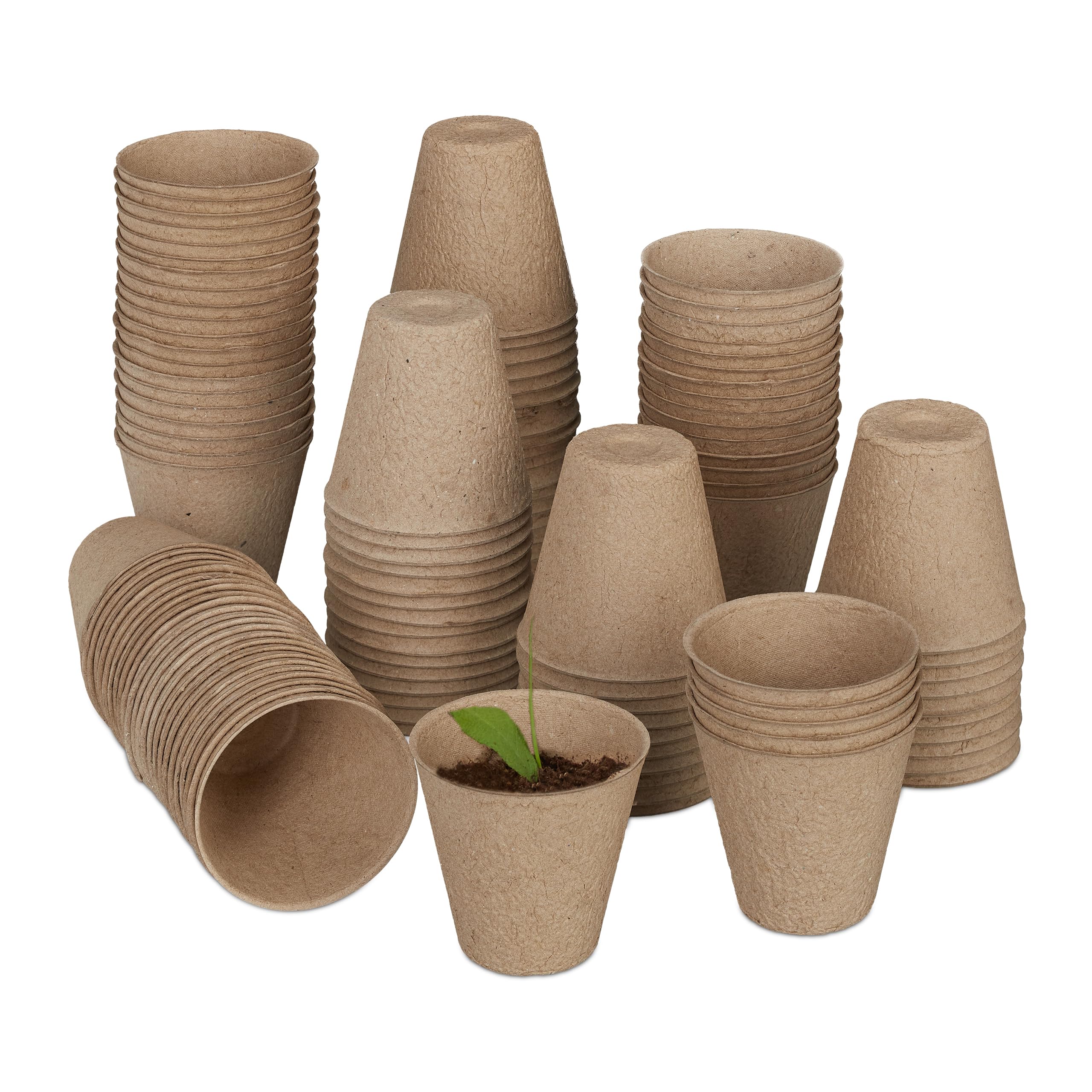 Relaxdays 120-Pack Biodegradable Cellulose Seedling Pots | 7.5 x 8 cm