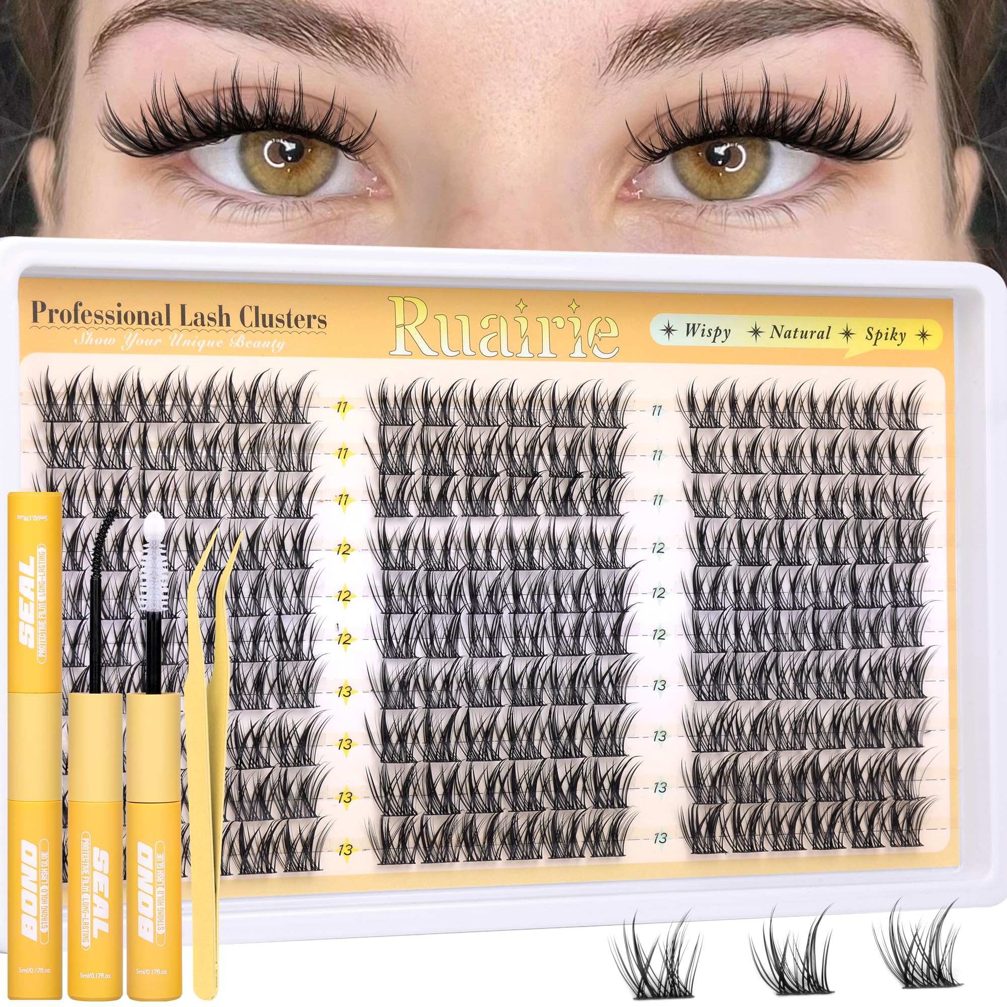 Ruairie Manga Cluster Lashes Kit | 180pcs Natural Wispy Individual Lashes