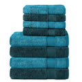 Komfortec 8-Piece Cotton Towel Set | 4 Bath & 4 Hand Towels | Turquoise