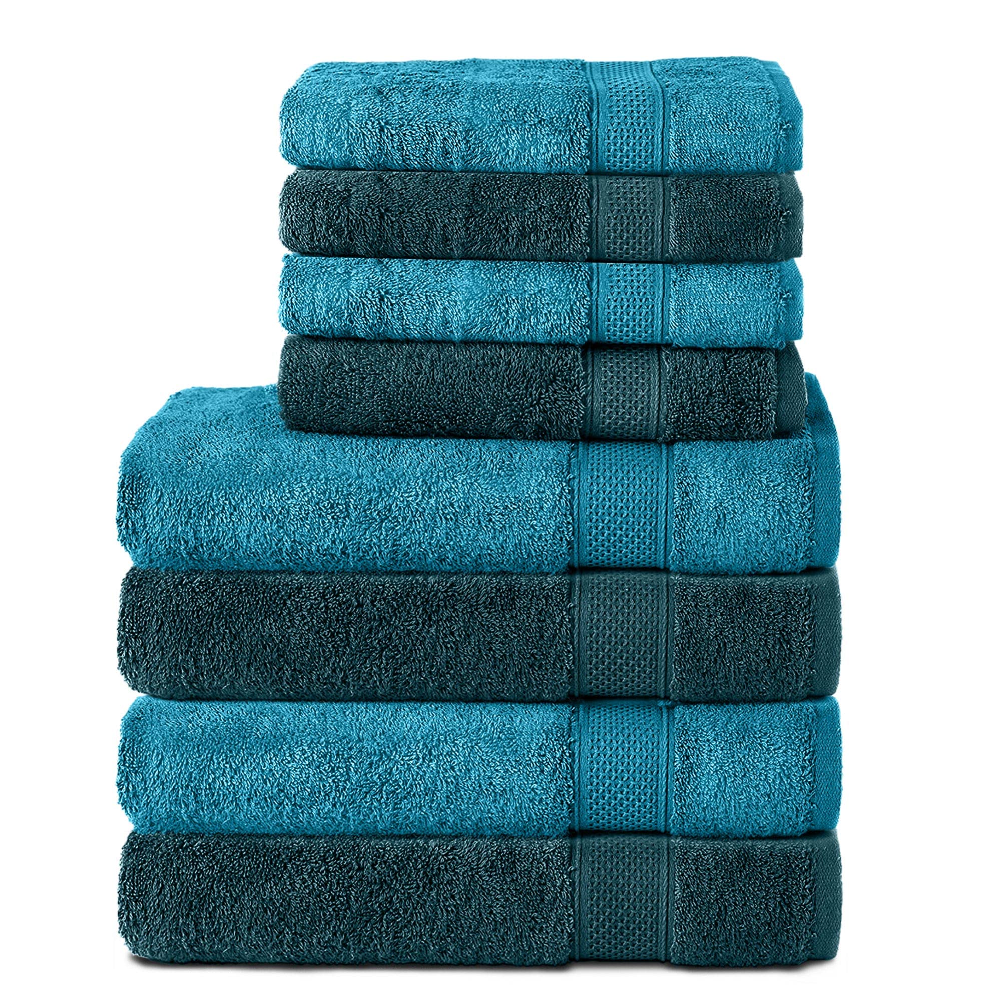 Komfortec 8-Piece Cotton Towel Set | 4 Bath & 4 Hand Towels | Turquoise