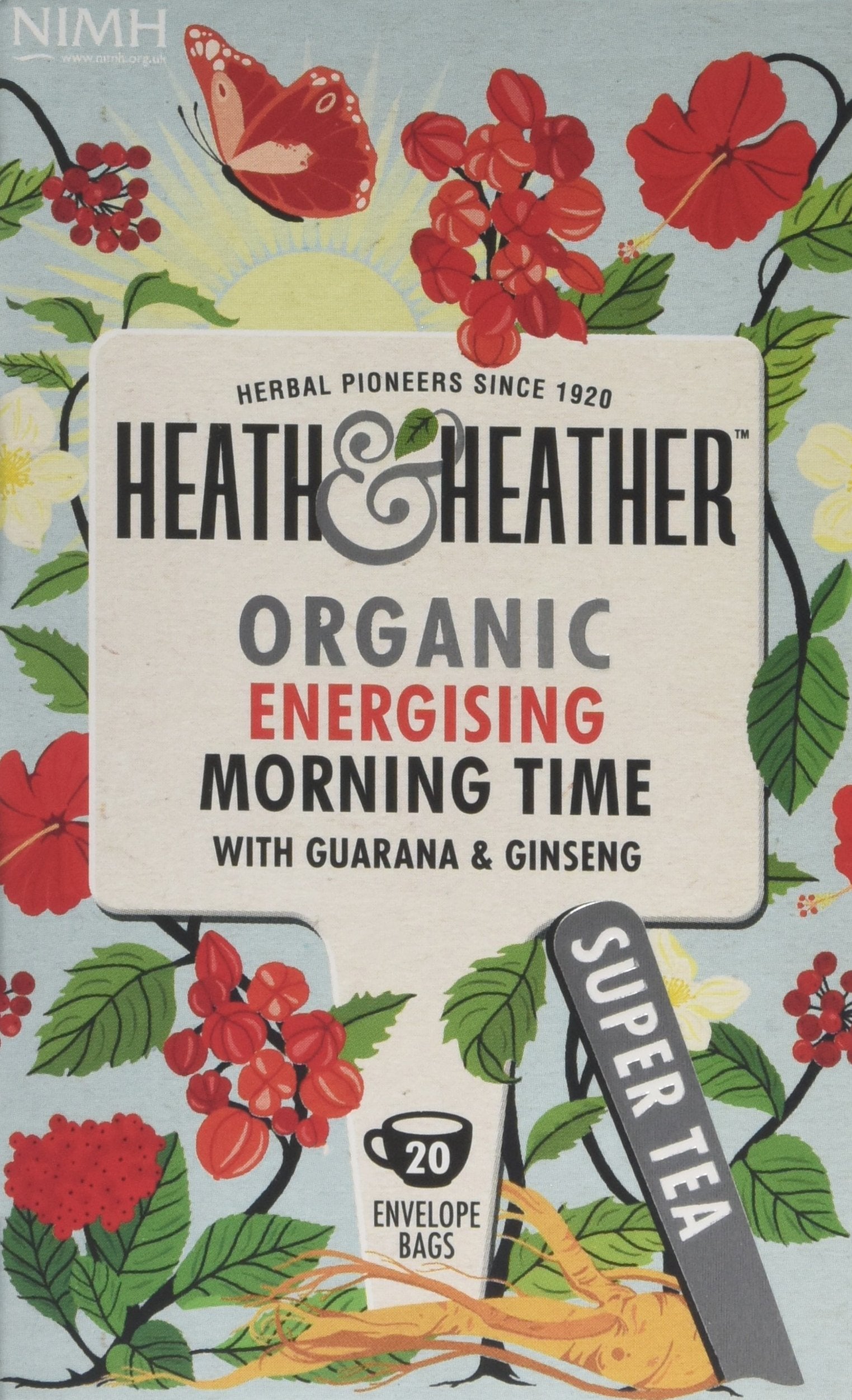 Heath & Heather Organic Morning Time Tea – Energy Botanical Blend (6x20)