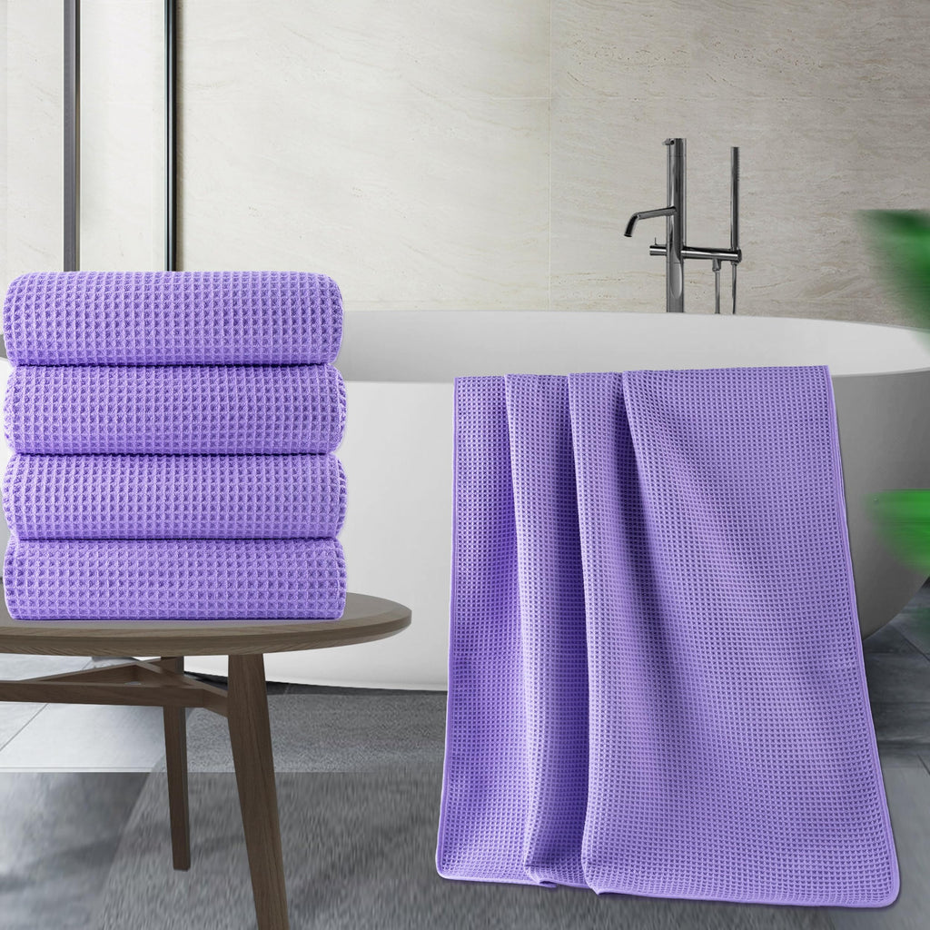 Polyte Microfibre Bath Towels | Quick Dry Waffle Weave | 4 Pack
