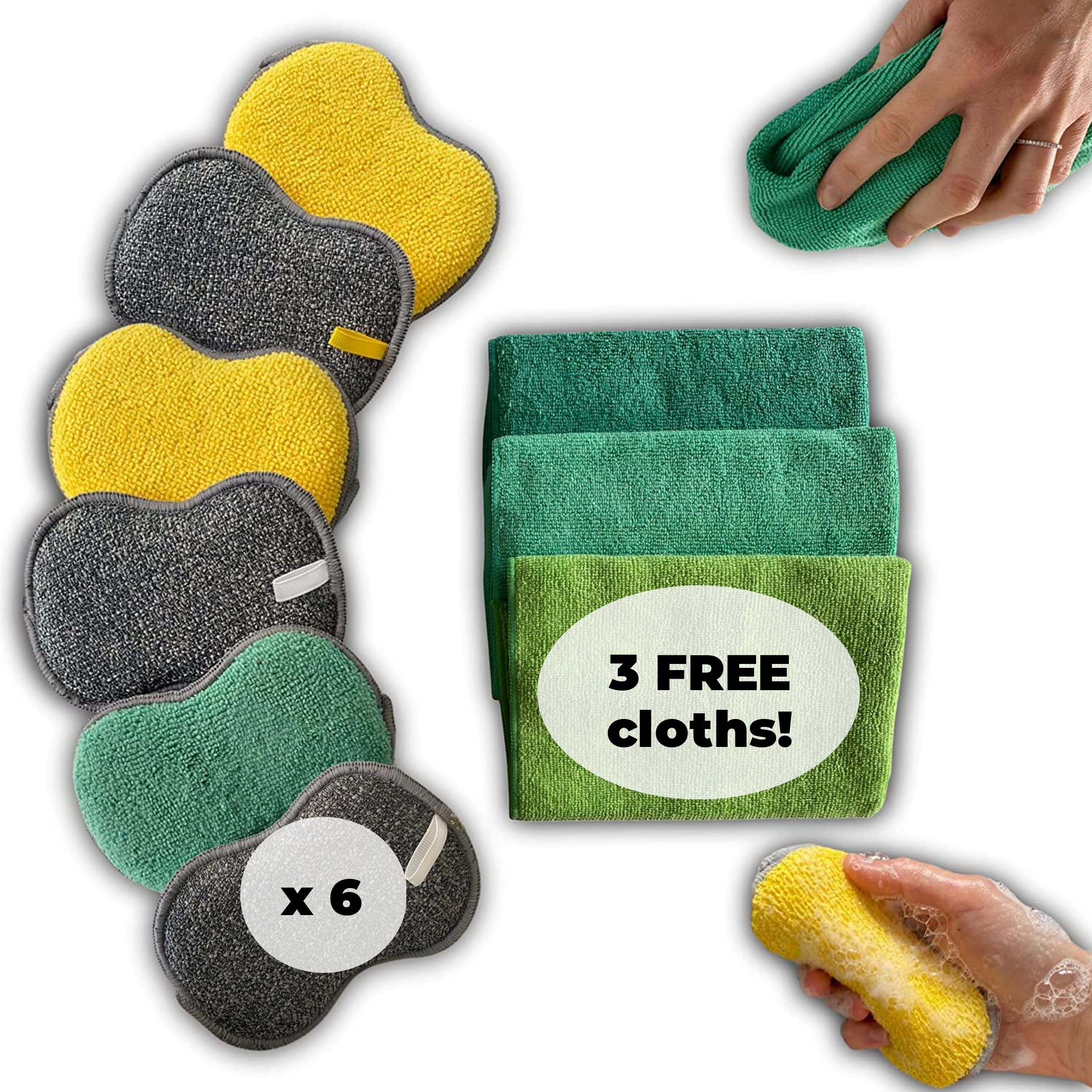 Reusable Microfiber Sponges & Dish Cloths - 9 Pack
