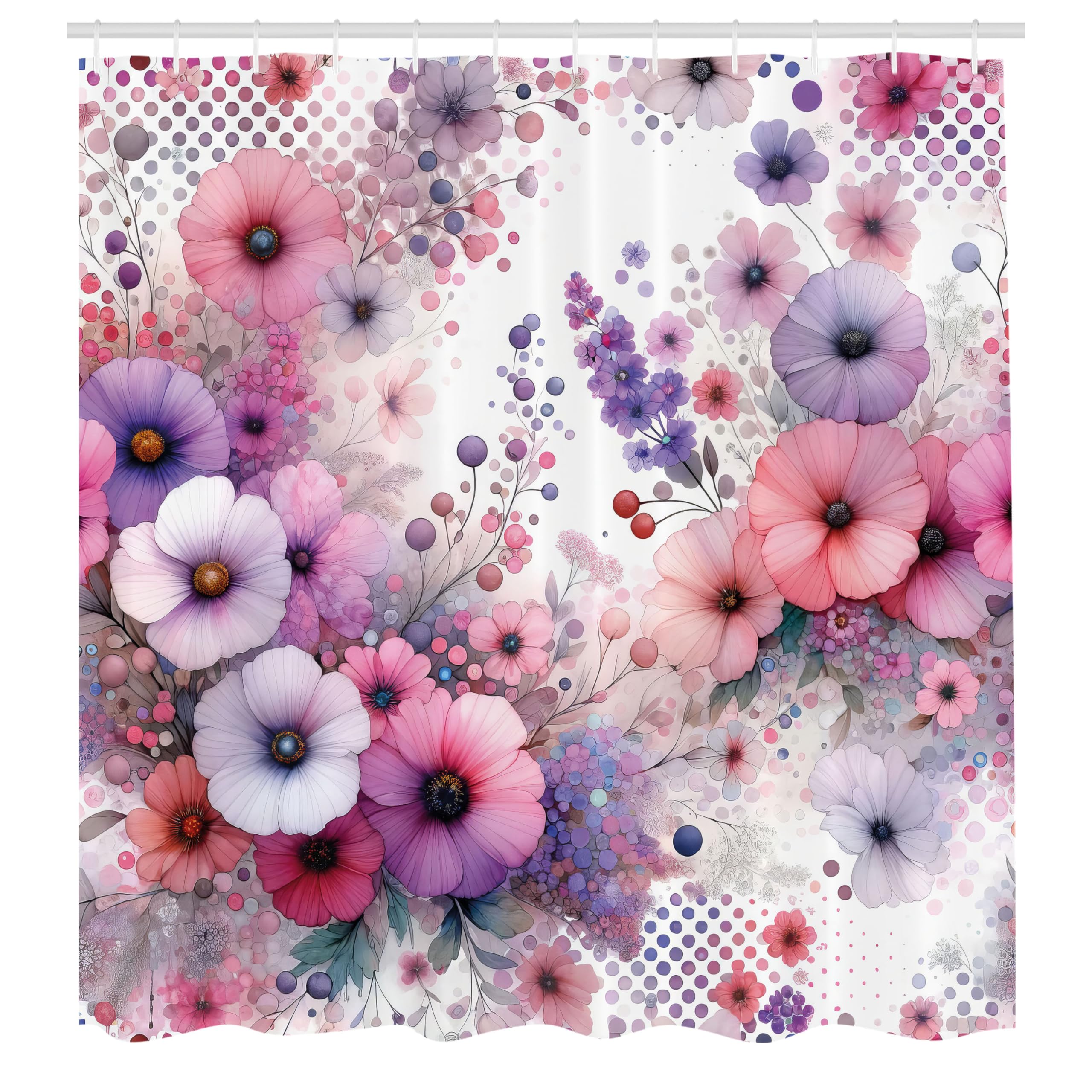 Abakuhaus Floral Shower Curtain | Waterproof Turkish Fabric | 175 x 200 cm