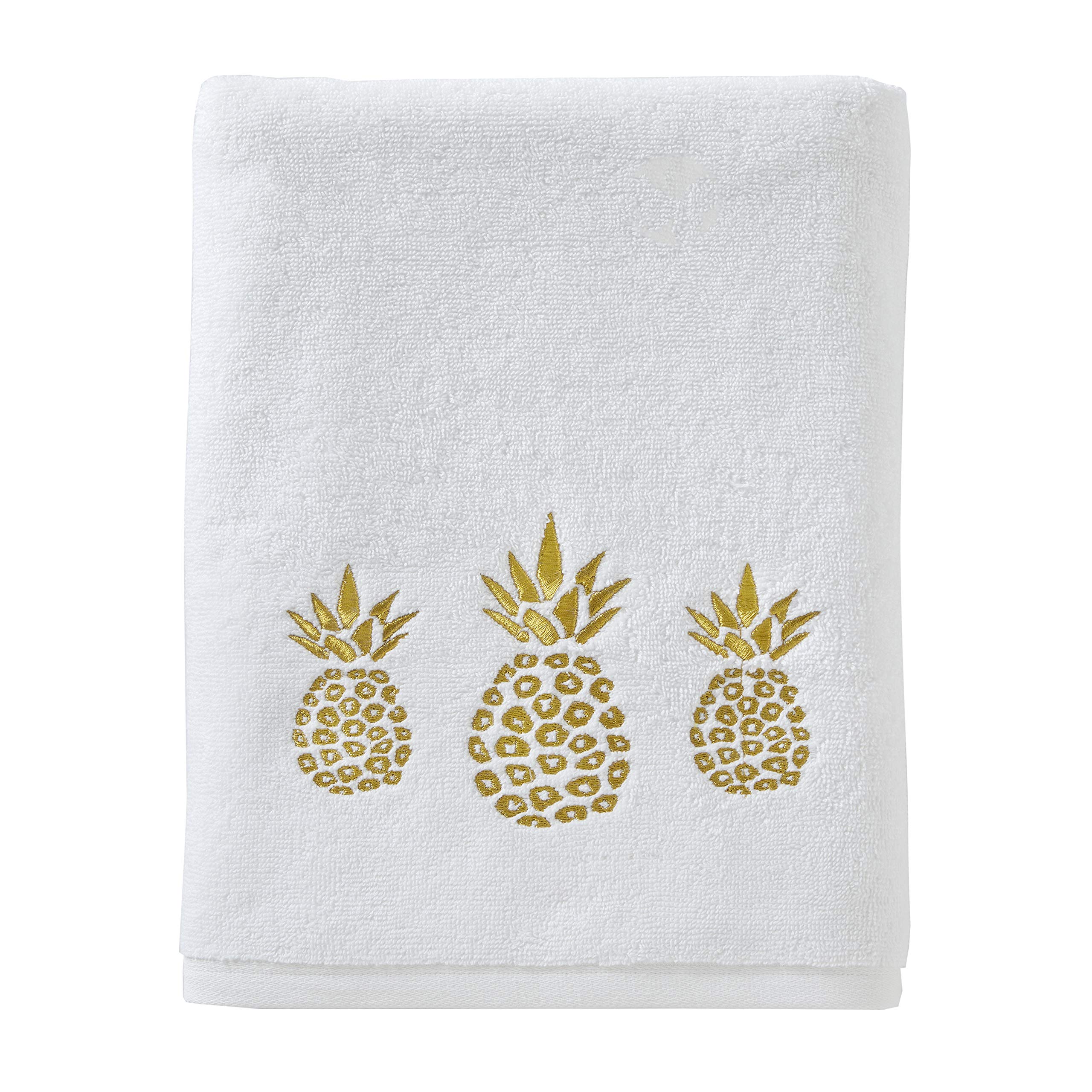 SKL Home Gilded Pineapple Cotton Bath Towel – White Plush Terry