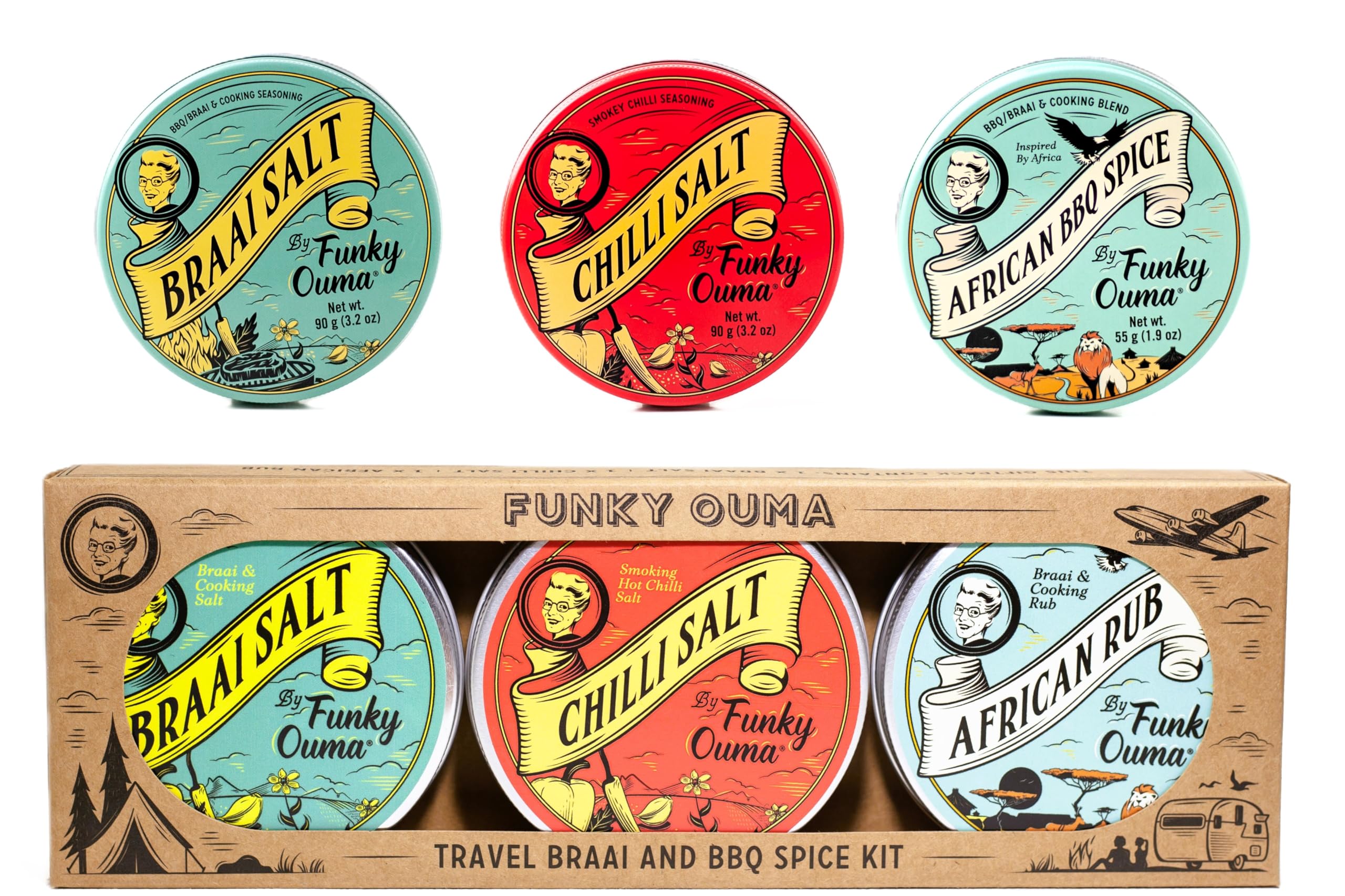 Funky Ouma South African Seasoning Gift Set – BBQ Rubs & Mixed Herbs
