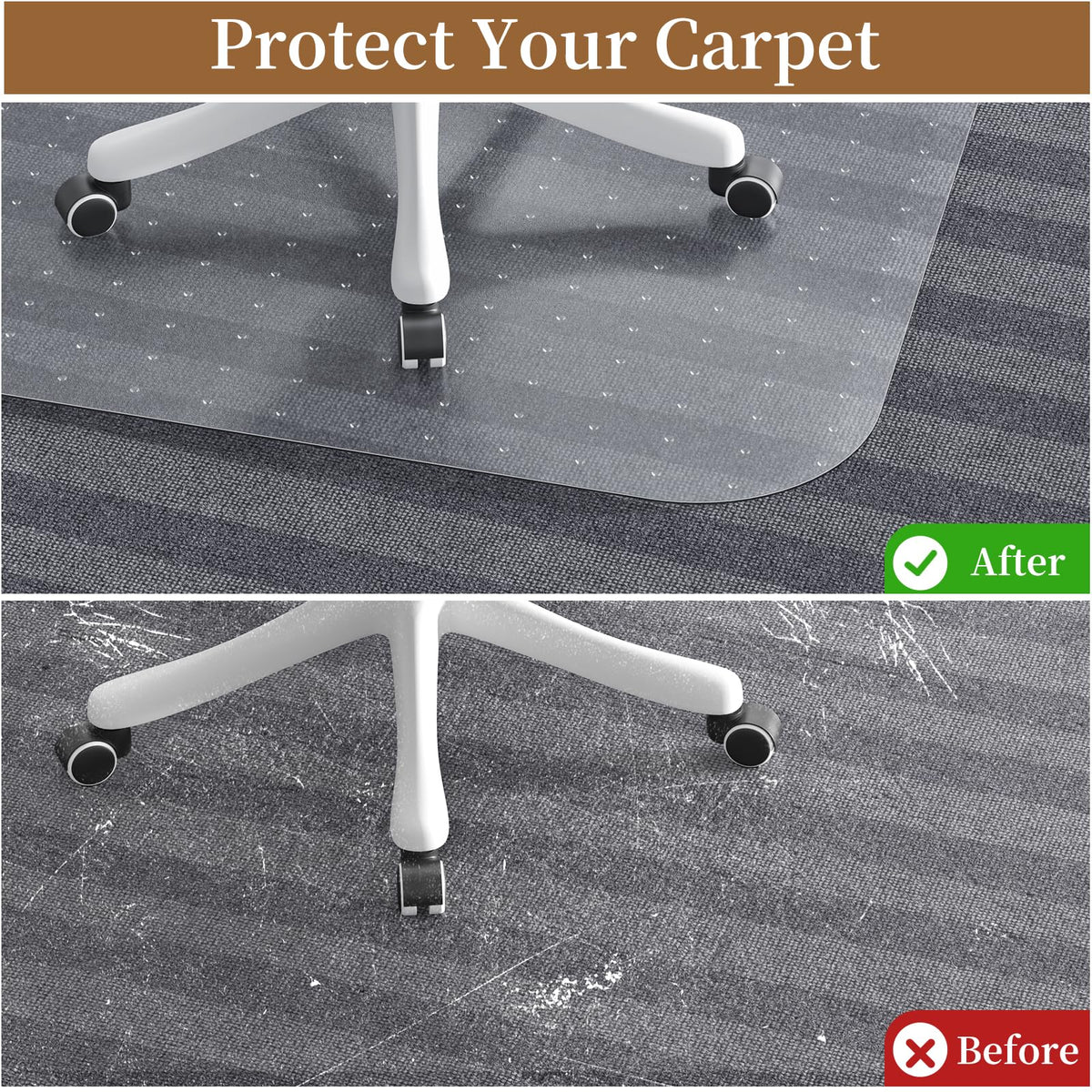 MESHDO Office Chair Mat for Carpet, 114 X 135 X 0.22CM Desk Chair Mat for Carpet Floors - image 2