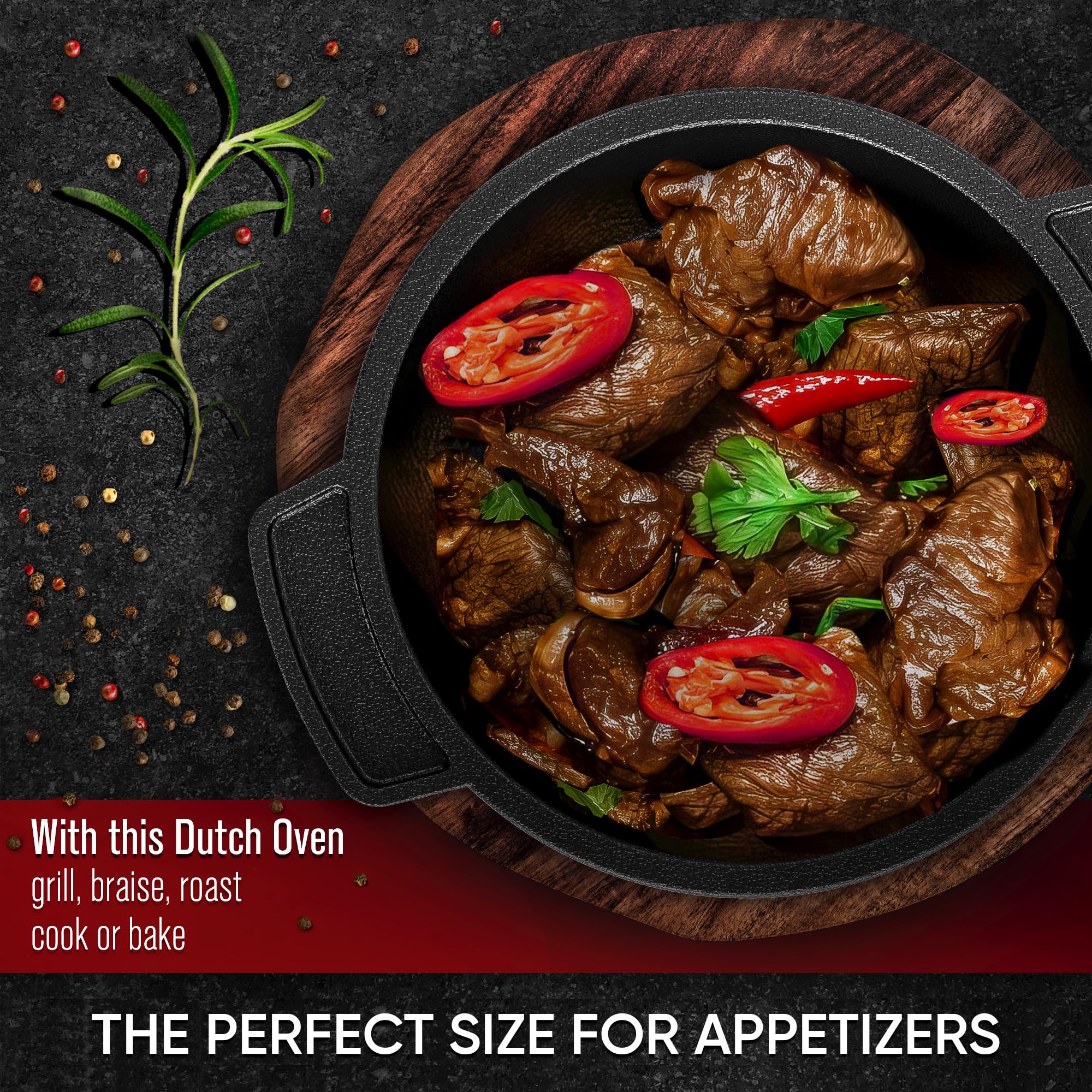 GUSSKÖNIG Mini Dutch Oven Set | 4-Piece 300ml Pre-Seasoned Cast Iron Pots