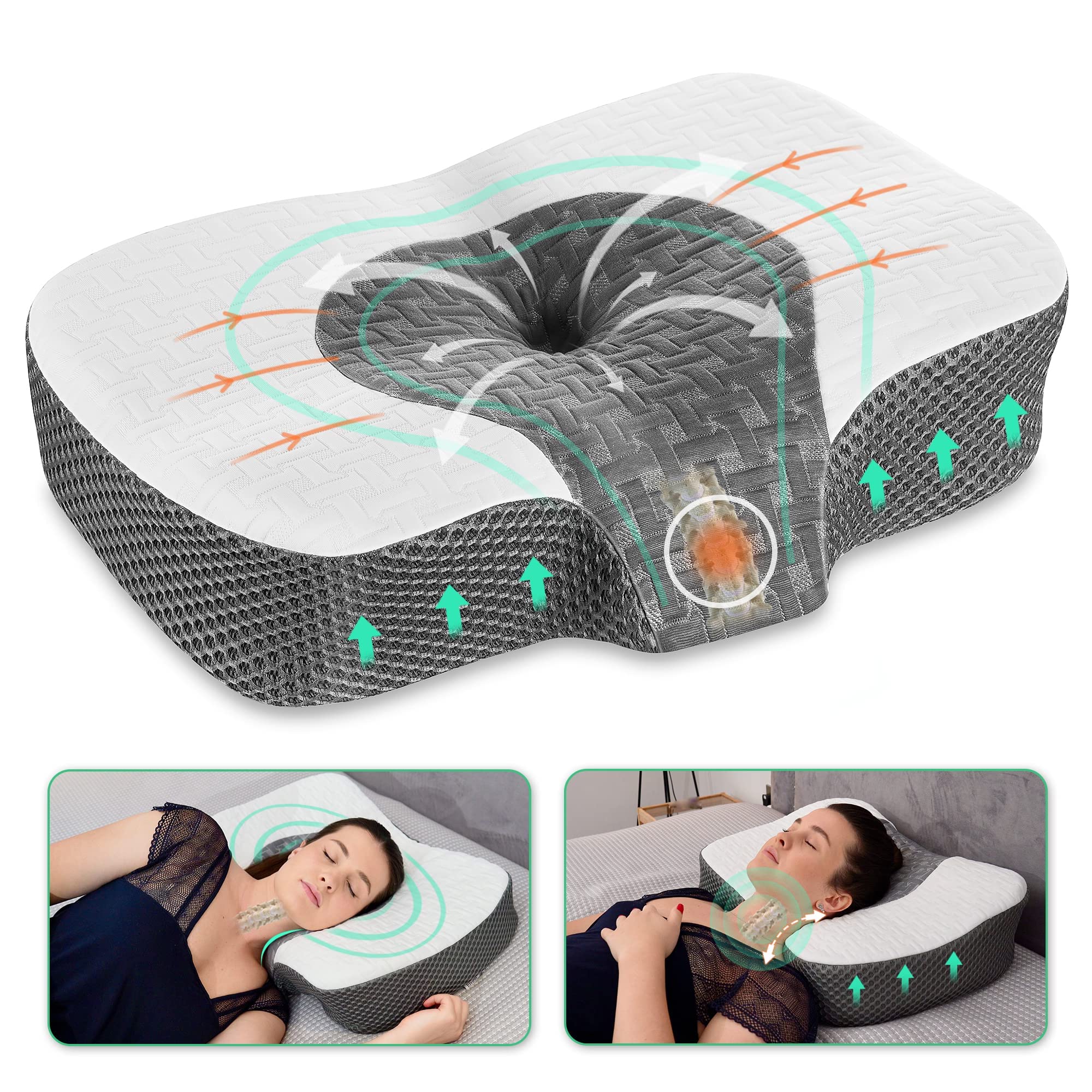 Elviros Cervical Memory Foam Neck Pillow | Adjustable Orthopedic Support