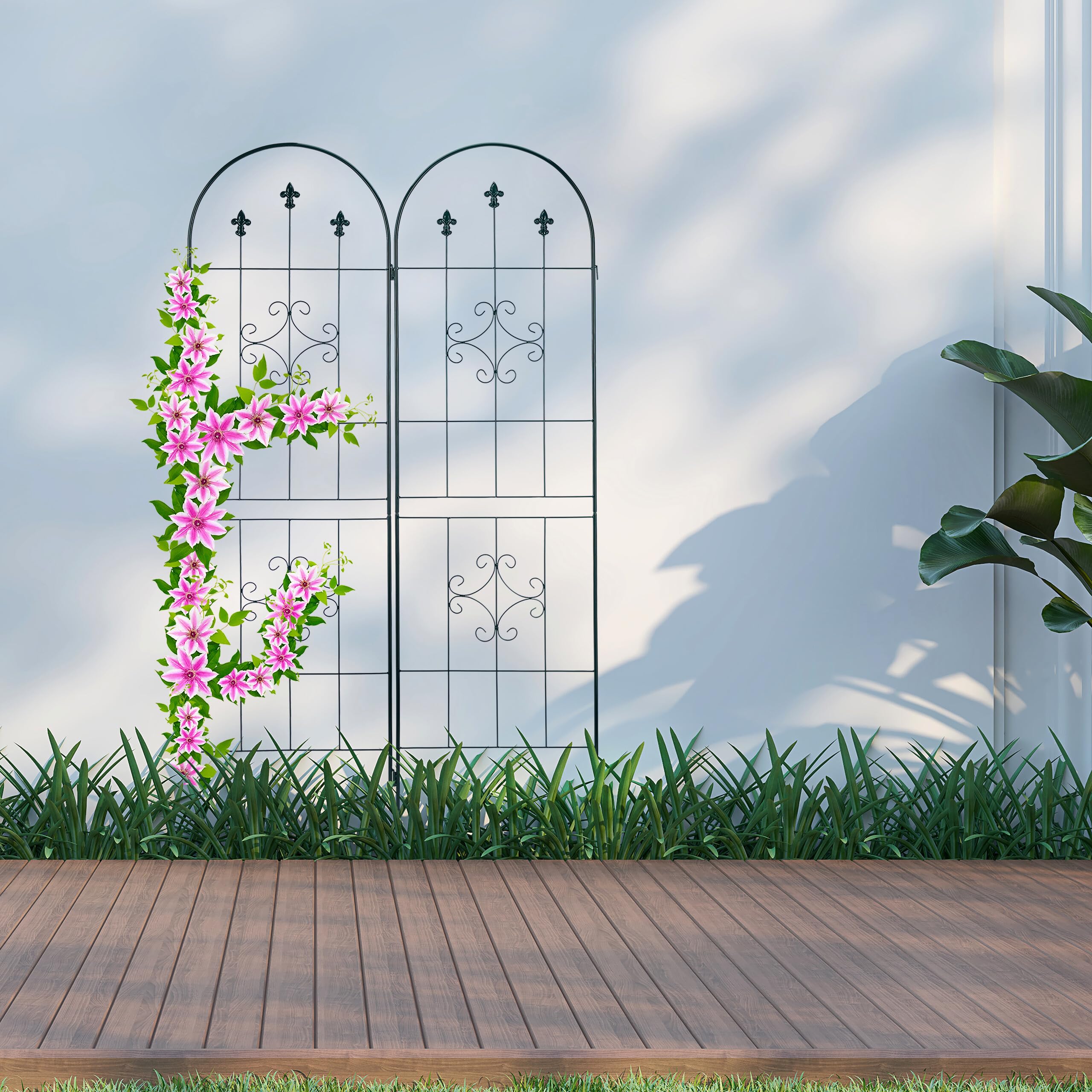 Relaxdays Metal Garden Trellis Set of 2 – 180x50cm Ornate Plant Support