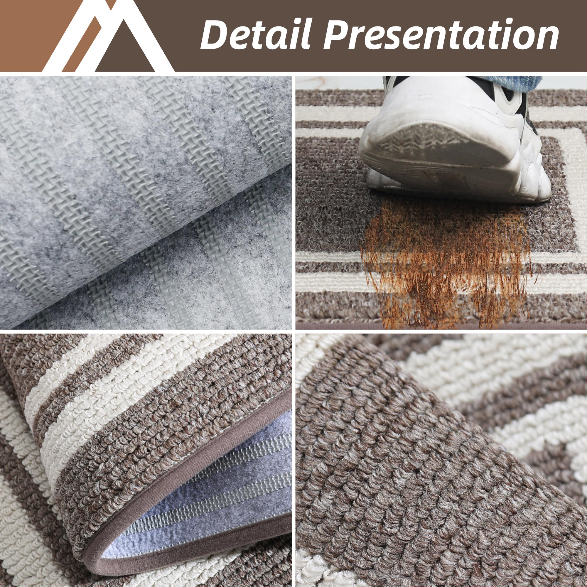 COSY HOMEER Kitchen Rug Set of 2 – Non-Slip Washable Mats, Brown