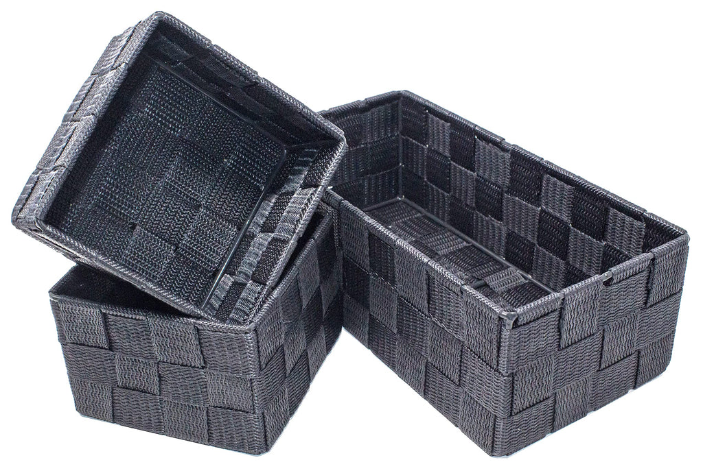 Storage Baskets, 3 Pack, Grey, Storage Baskets Sets, Woven Boxes for Home, Kitchens, Offices, Cupboards, Bathrooms, Shelves, Boxes - image 1