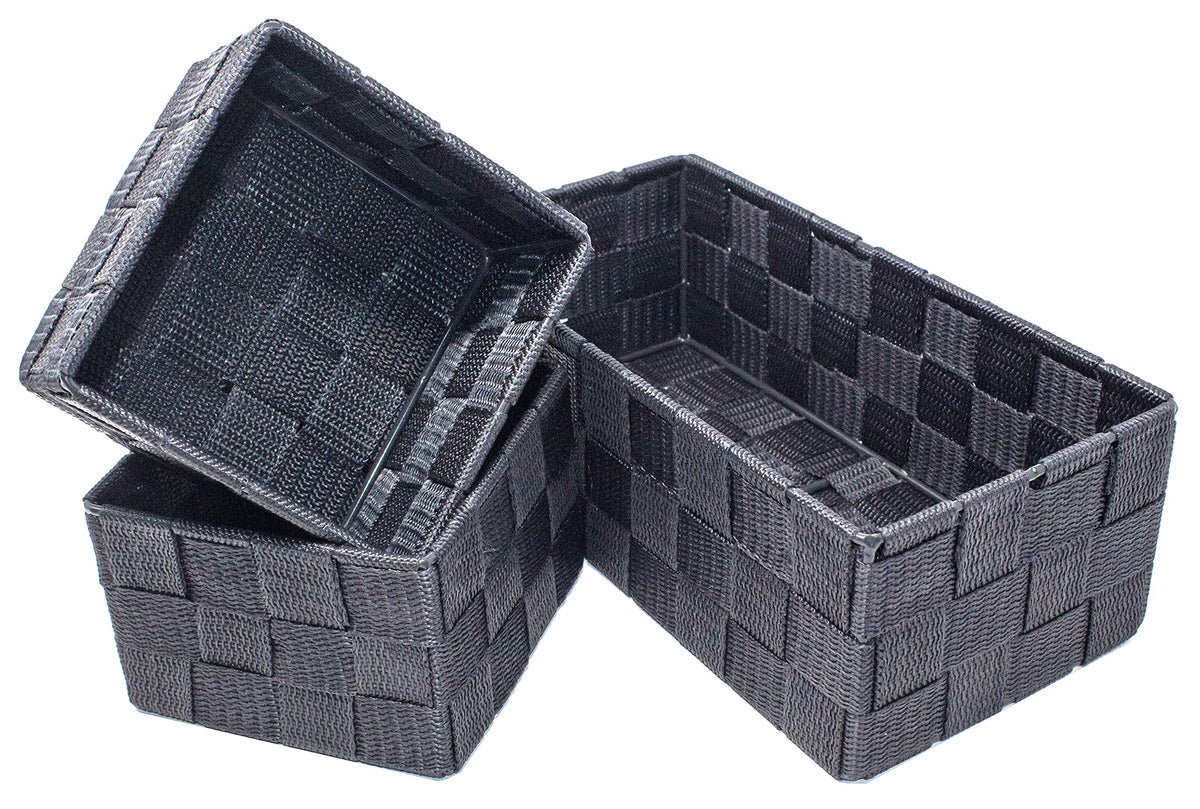 Storage Baskets, 3 Pack, Grey, Storage Baskets Sets, Woven Boxes for Home, Kitchens, Offices, Cupboards, Bathrooms, Shelves, Boxes - image 1