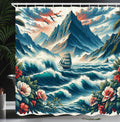 Abakuhaus Nautical Shower Curtain | Waterproof Turkish Fabric | 175 x 200 cm