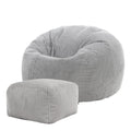 icon Kingston Cord Bean Bag & Footstool with Filling Included, Grey - image 1