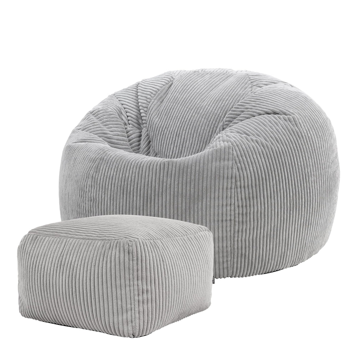 icon Kingston Cord Bean Bag & Footstool with Filling Included, Grey - image 1