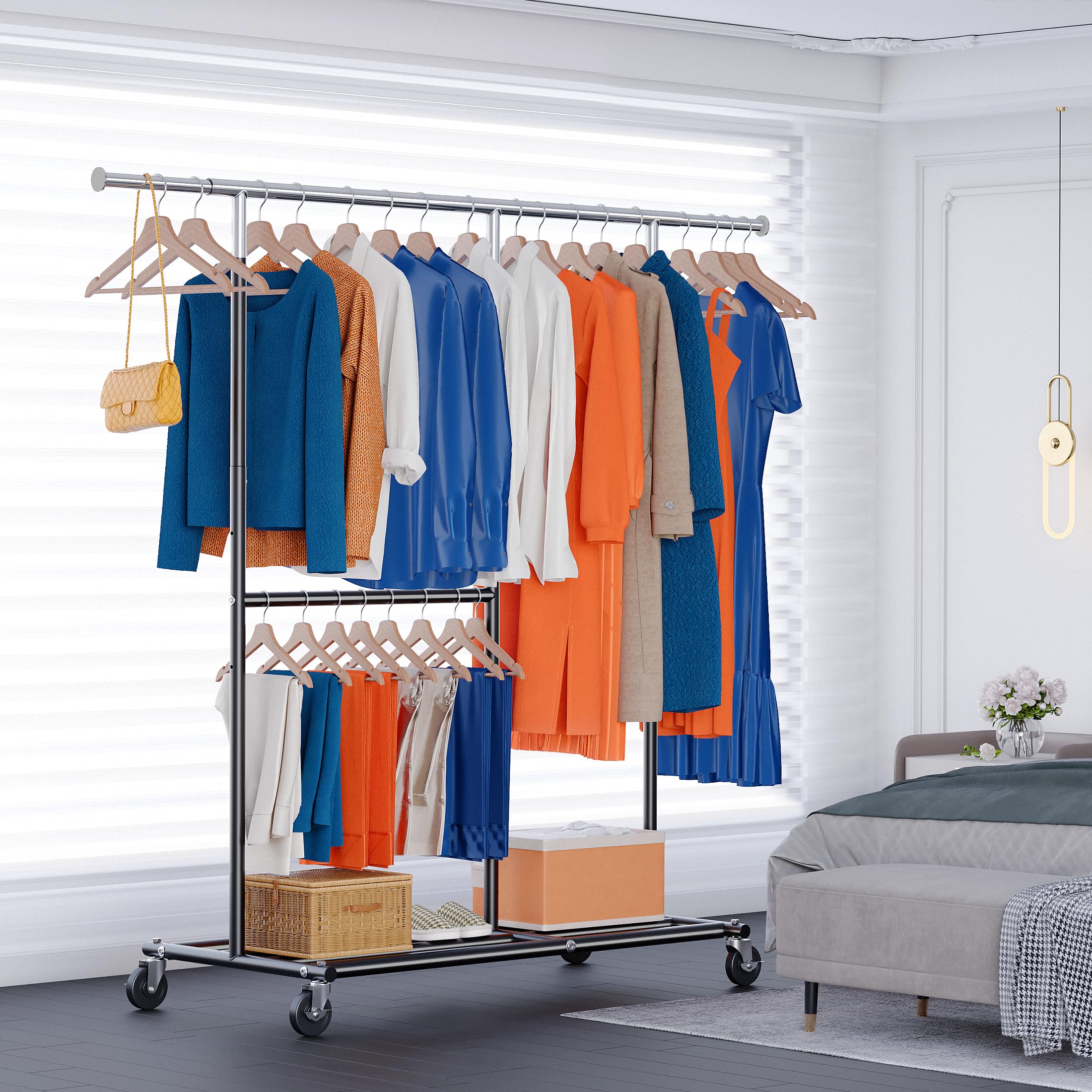 HOKEEPER Heavy Duty Clothes Rail | 150kg Adjustable Garment Rack