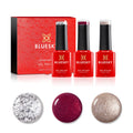 Bluesky Christmas Gel Nail Polish Set – Glitter Red, Gold & Silver, 3x5ml