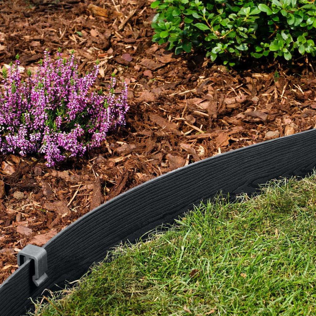 UNIGARDIA 20m Flexible Lawn Edging - Black Wood Design Garden Border