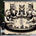 Abakuhaus Cat Shower Curtain – Gentleman Kitties Poker Fabric Decor | 69x78"