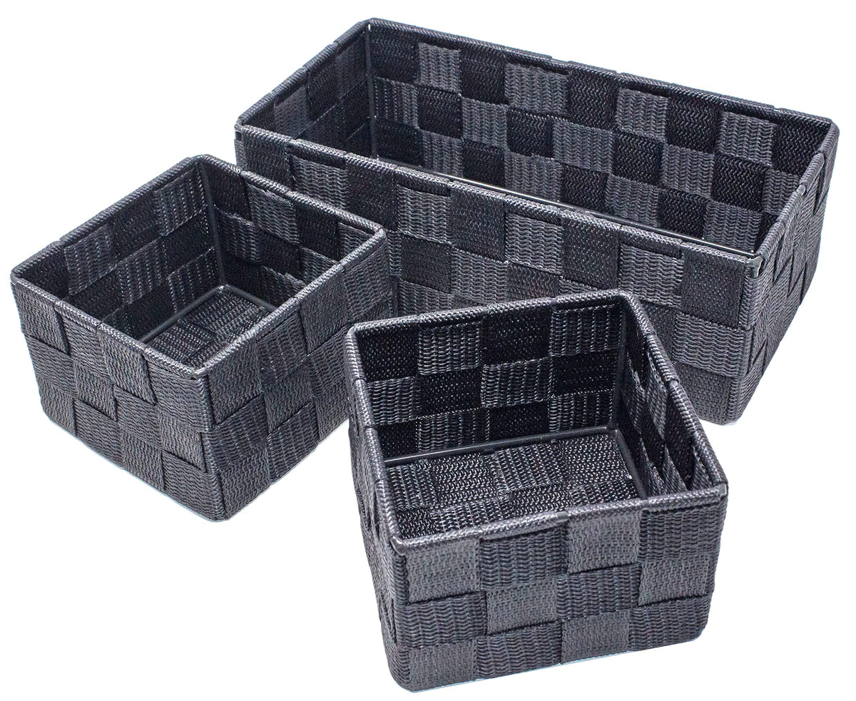 Storage Baskets, 3 Pack, Grey, Storage Baskets Sets, Woven Boxes for Home, Kitchens, Offices, Cupboards, Bathrooms, Shelves, Boxes - image 2