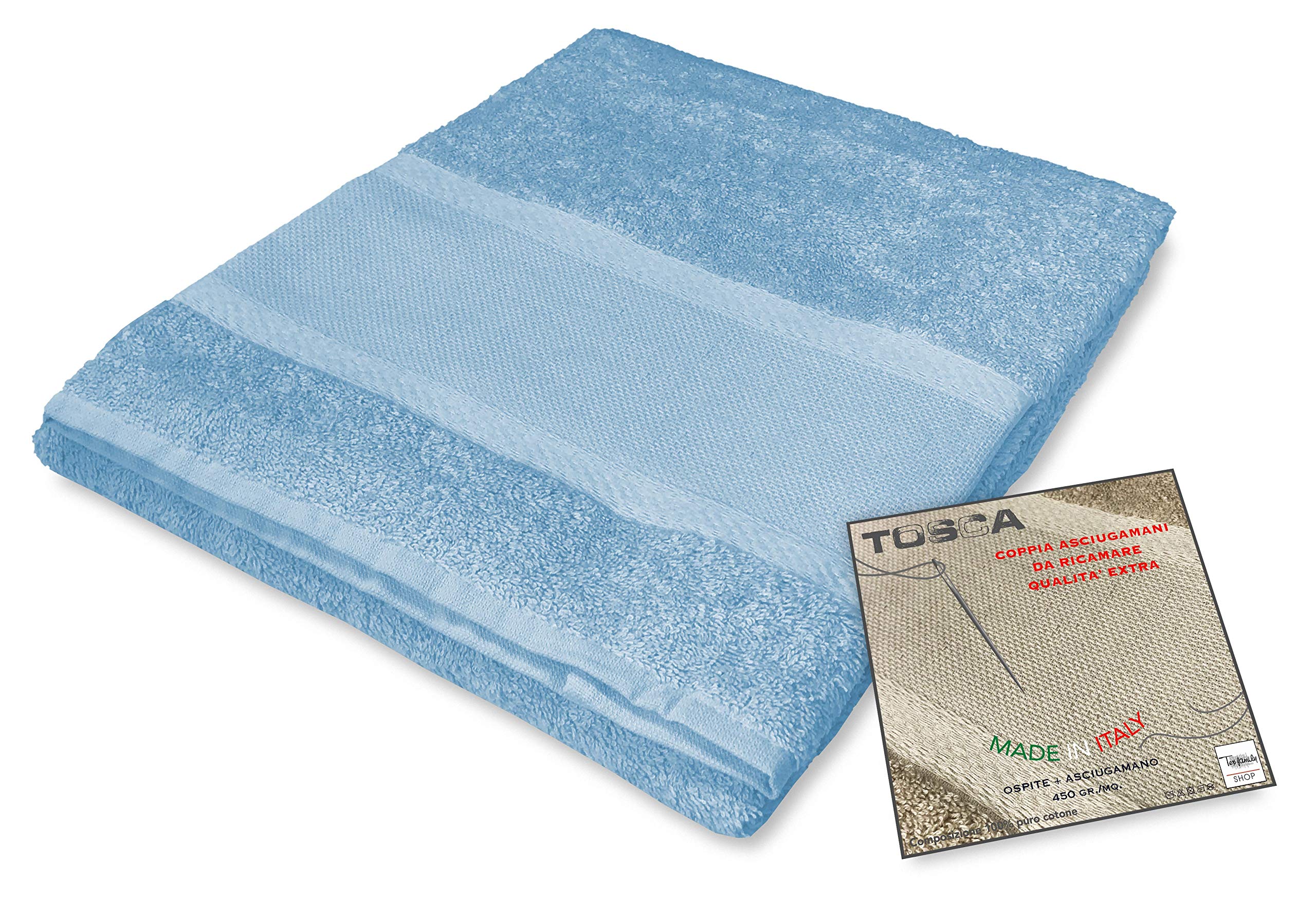 Tex Family Tosca Cotton Towel Set with Aida Canvas for Embroidery – Azure