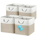 OrganiHaus Fabric Storage Boxes, Set of 4 Foldable 33X33 Cube Organiser Bins with Rope Handles for Shelves, Nursery & Closet