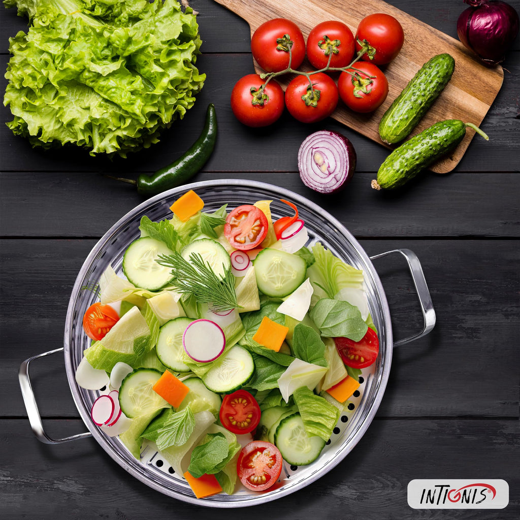 Jolof Store 30cm Stainless Steel Hybrid Casserole Dish with Steamer