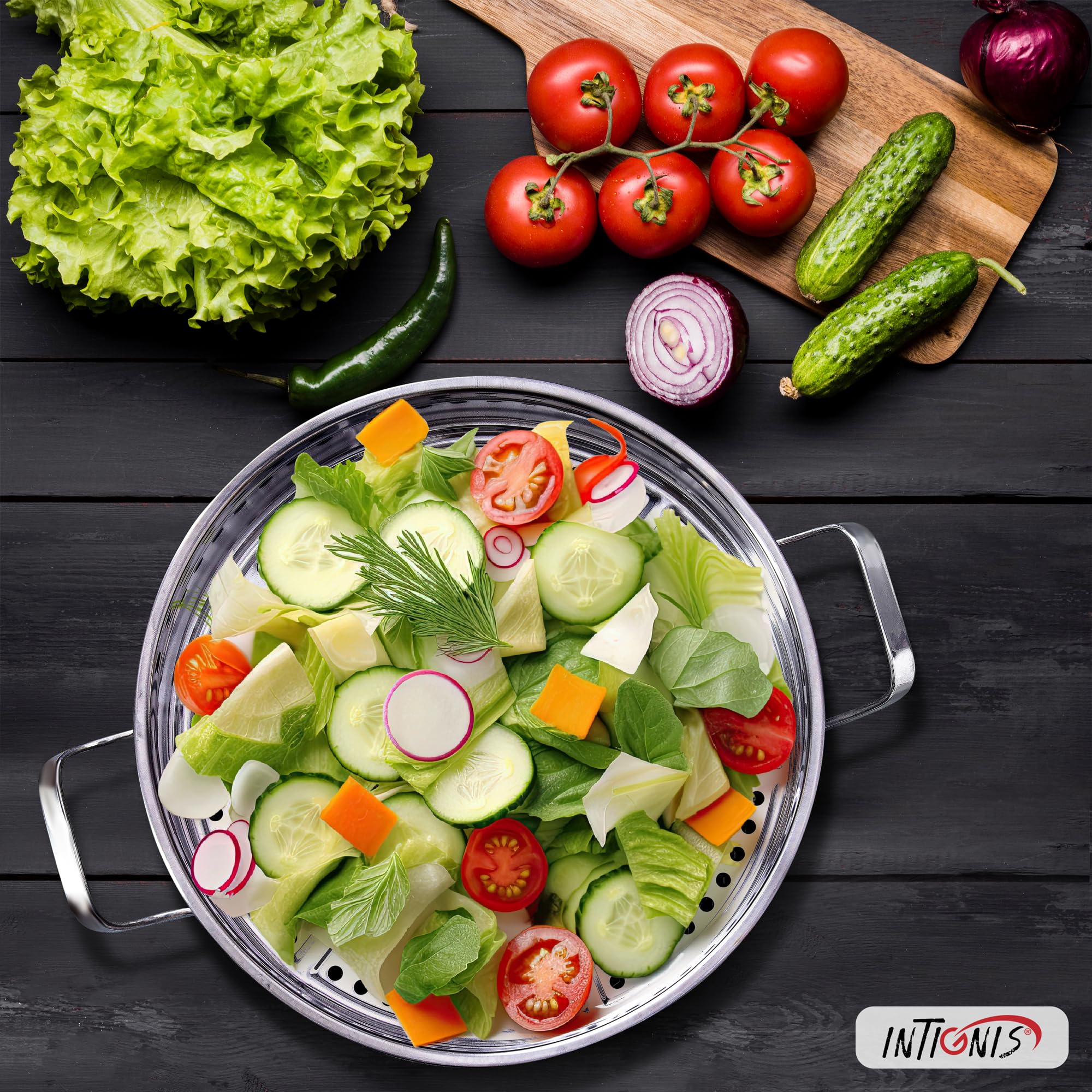 Jolof Store 30cm Stainless Steel Hybrid Casserole Dish with Steamer