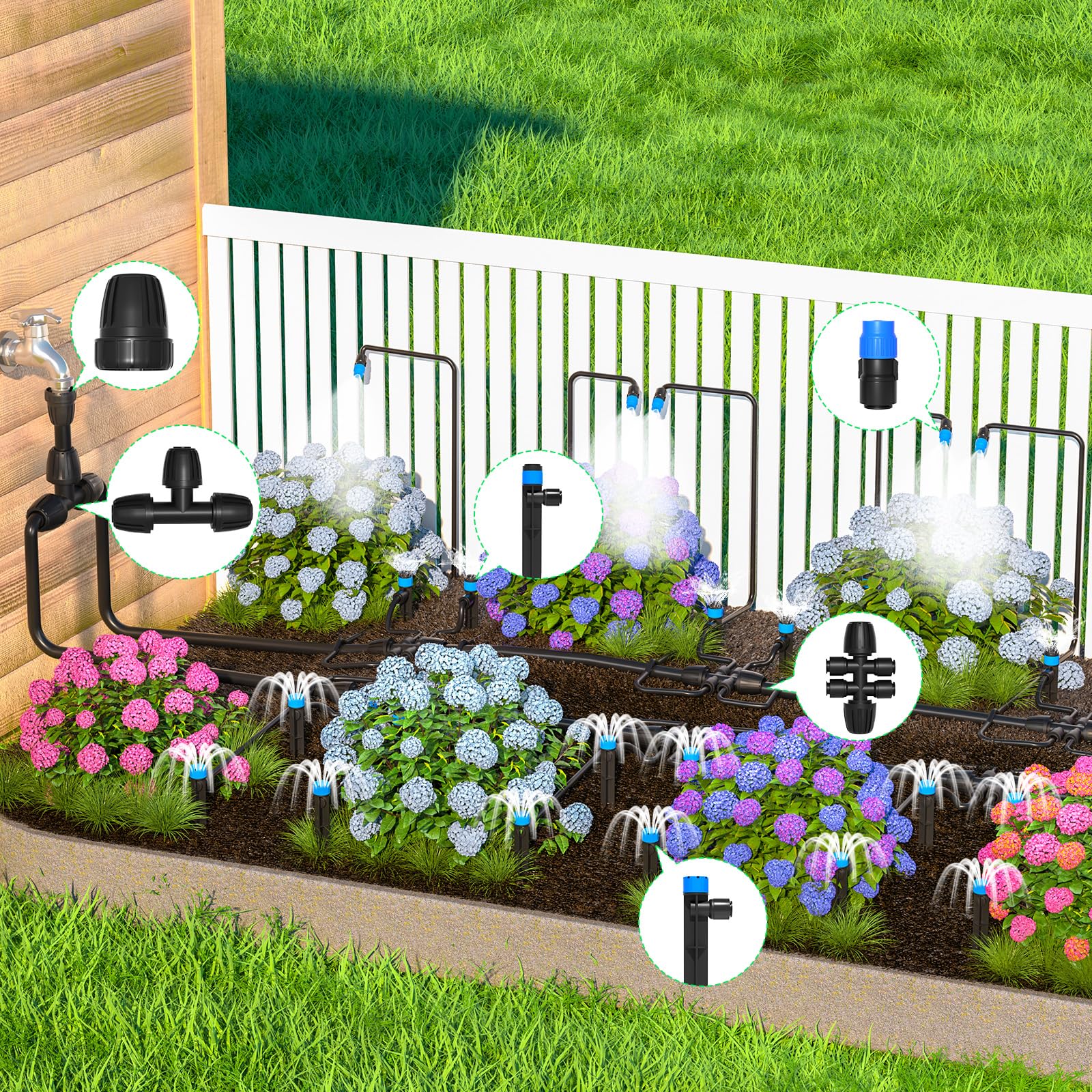 MIXC 230FT Drip Irrigation System Kit | Quick-Connect Garden Watering