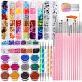 FANDAMEI Nail Art Kit | 15 Brushes, Dotting Tools, Glitter & Rhinestones