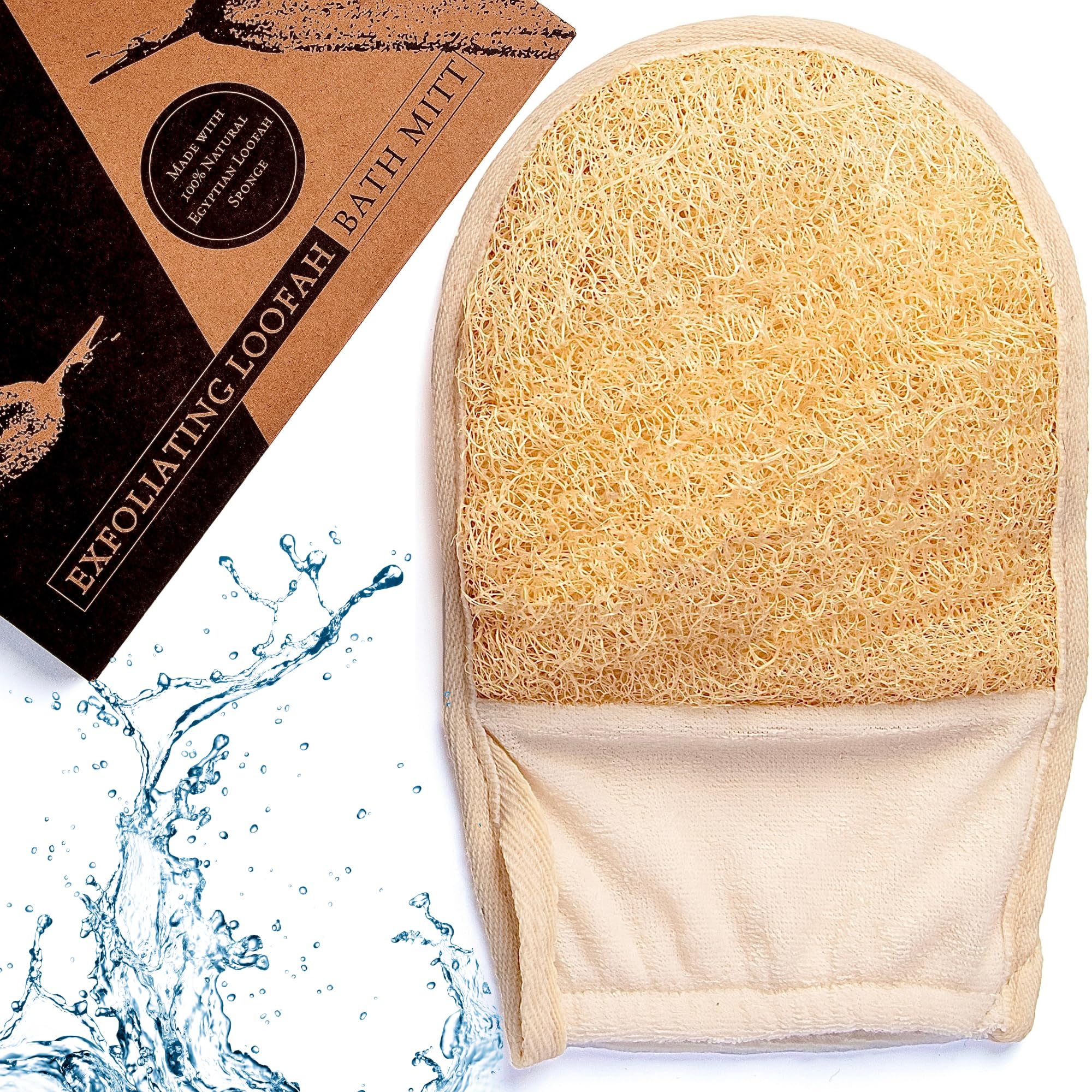 Lindissima Natural Egyptian Loofah Exfoliating Mitt - 2 Pack Luffa Glove