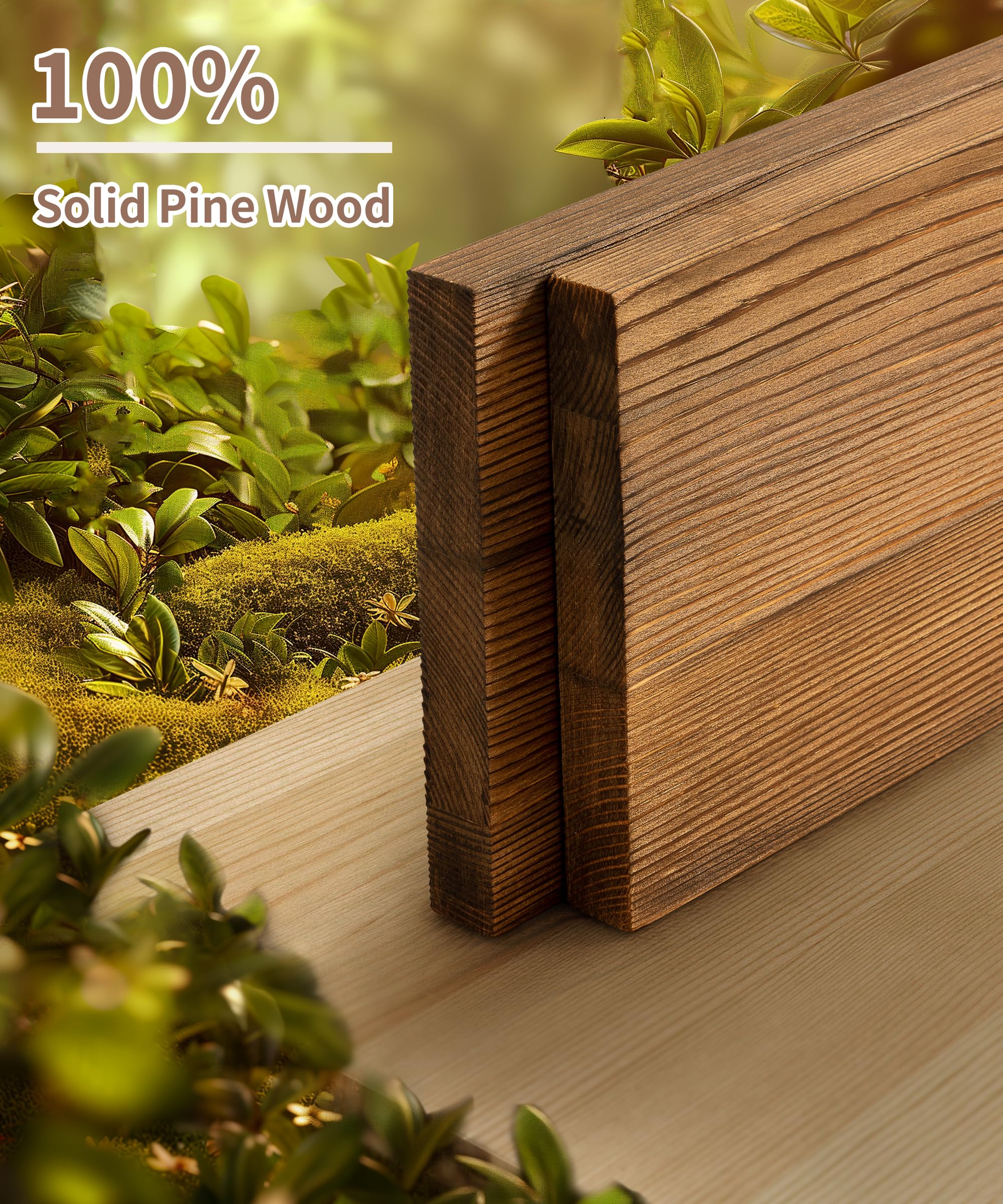 Gronda 60CM Rustic Floating Shelves – Dark Pine Wood Wall Storage, Set of 2