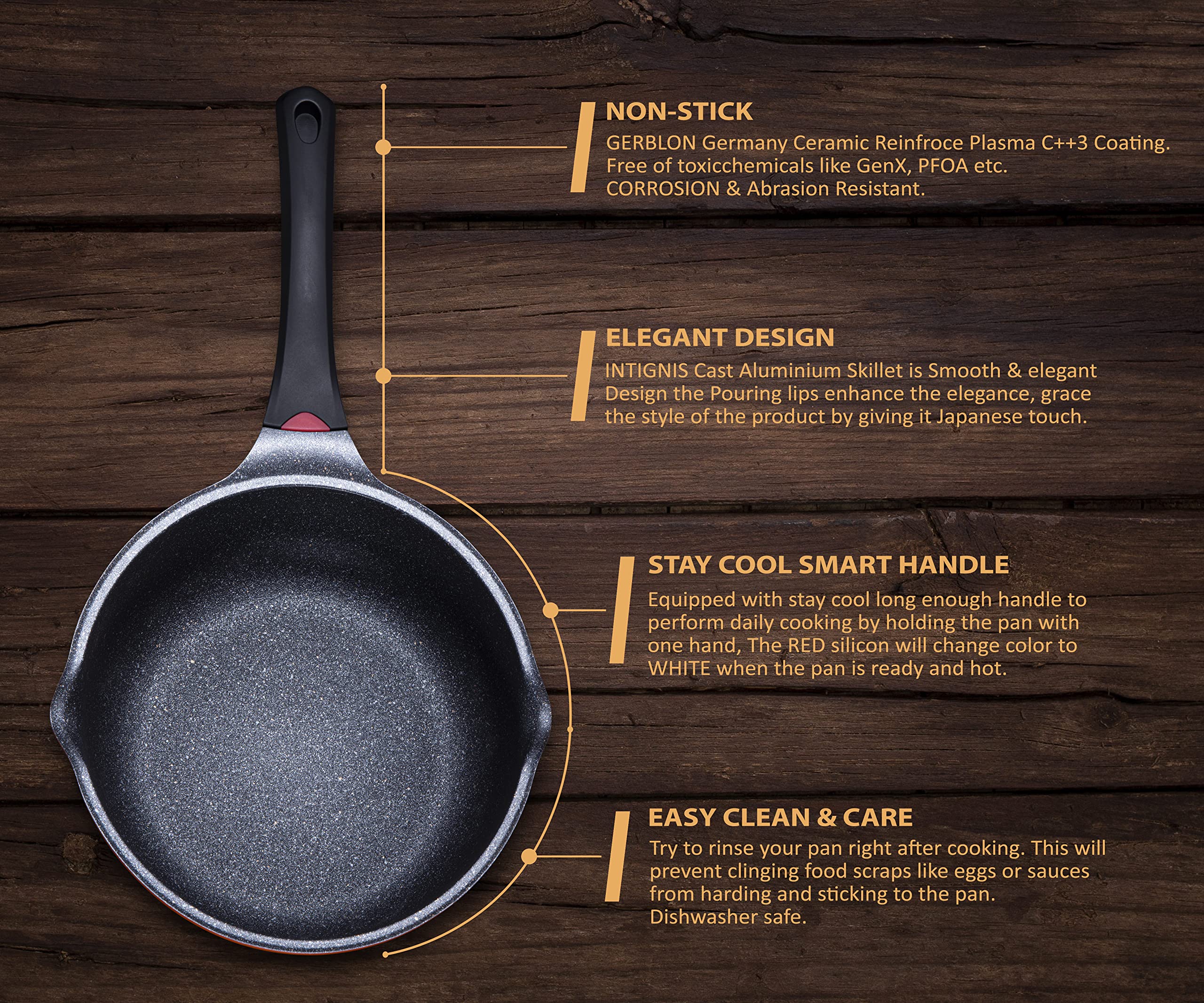 INTIGNIS 3-in-1 Deep Non-Stick Frying Pan with Lid | 28cm Ceramic Skillet